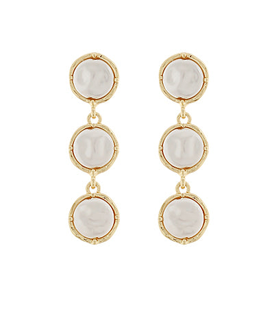 Coin Pearl 3 Drop Earrings