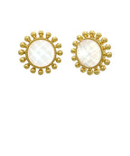 Dotted & Faceted Round Stone Earrings