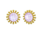 Dotted & Faceted Round Stone Earrings