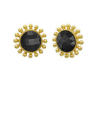 Dotted & Faceted Round Stone Earrings