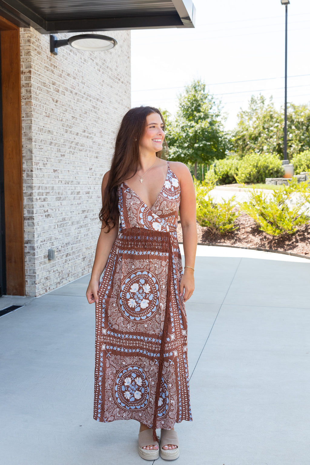 Sundown Bandana Fringe Wrap Dress