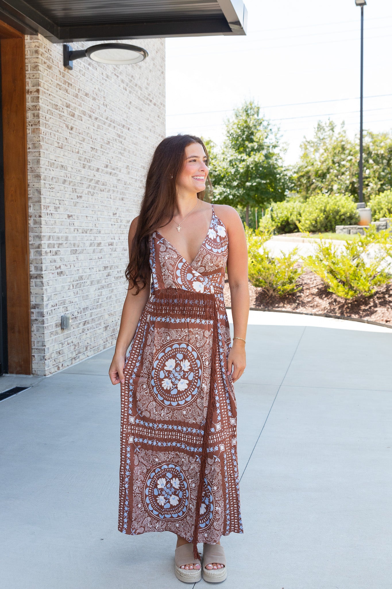Sundown Bandana Fringe Wrap Dress