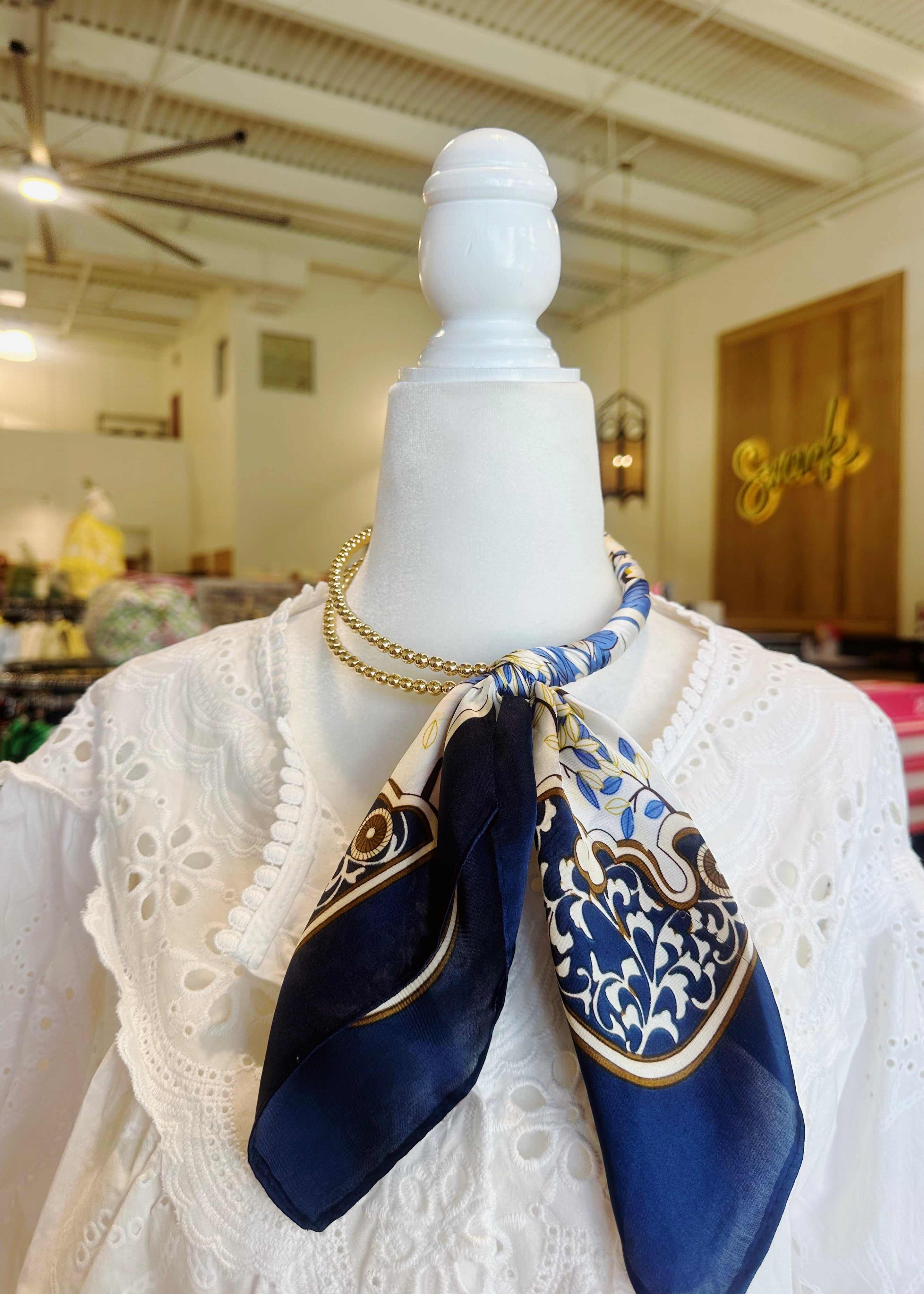 Silk Scarf Wrapped Collar Necklace