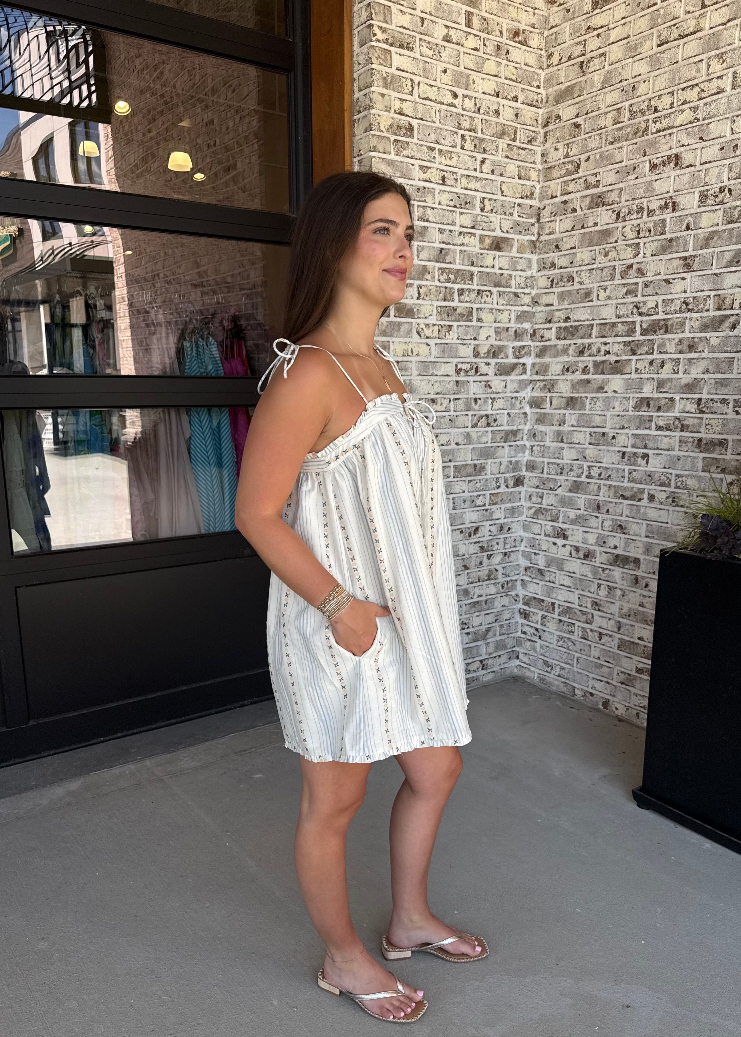 Nadia Shoulder Tie Mini Dress