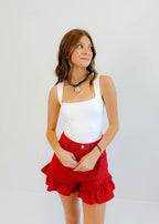 Hazel Ruffle Hem Shorts