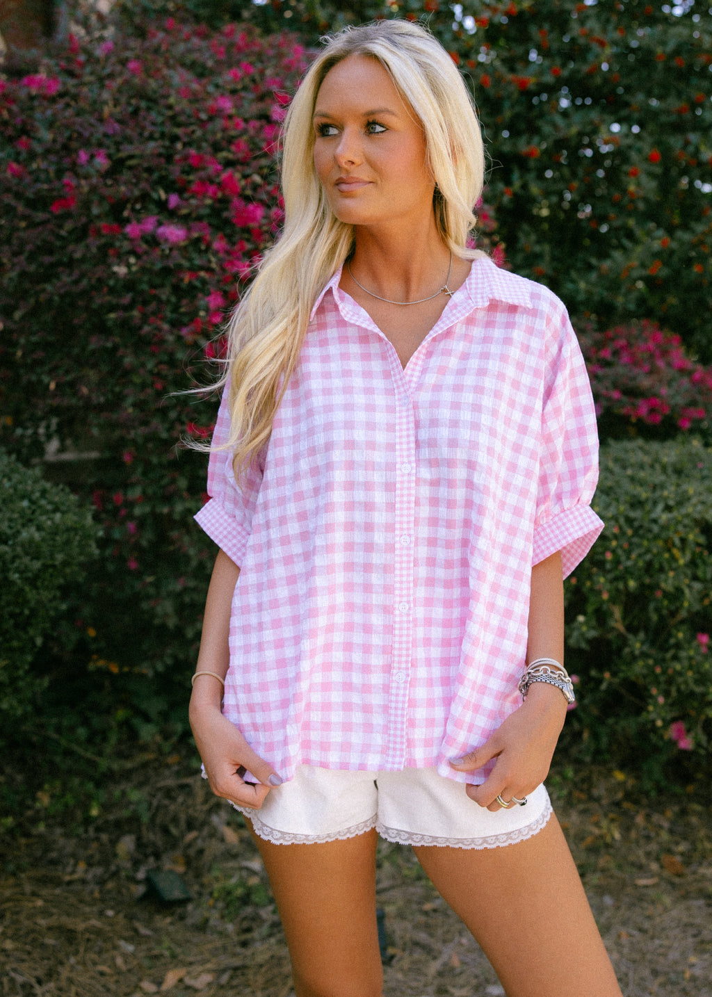 Ryla Gingham Short Sleeve Blouse