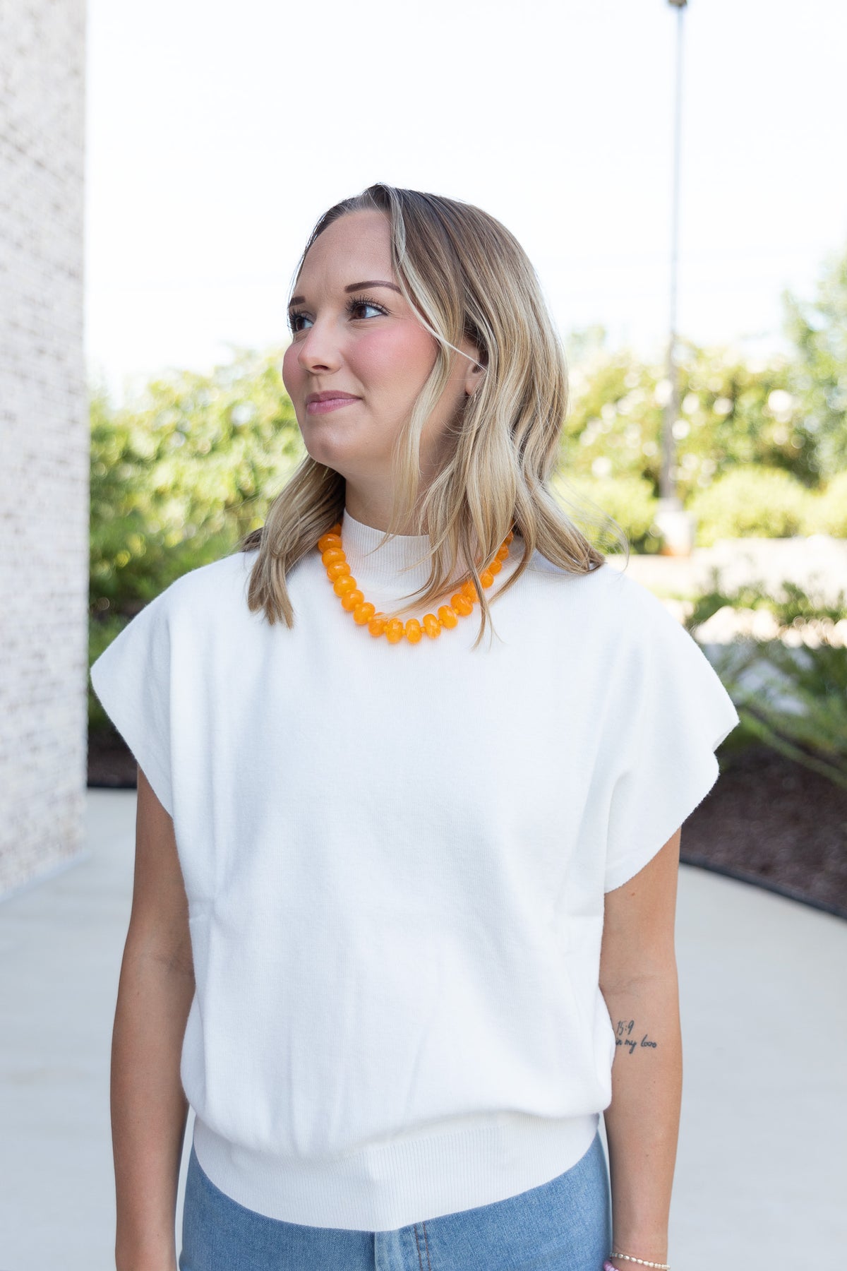 Marina Mock Neck Top in Off White