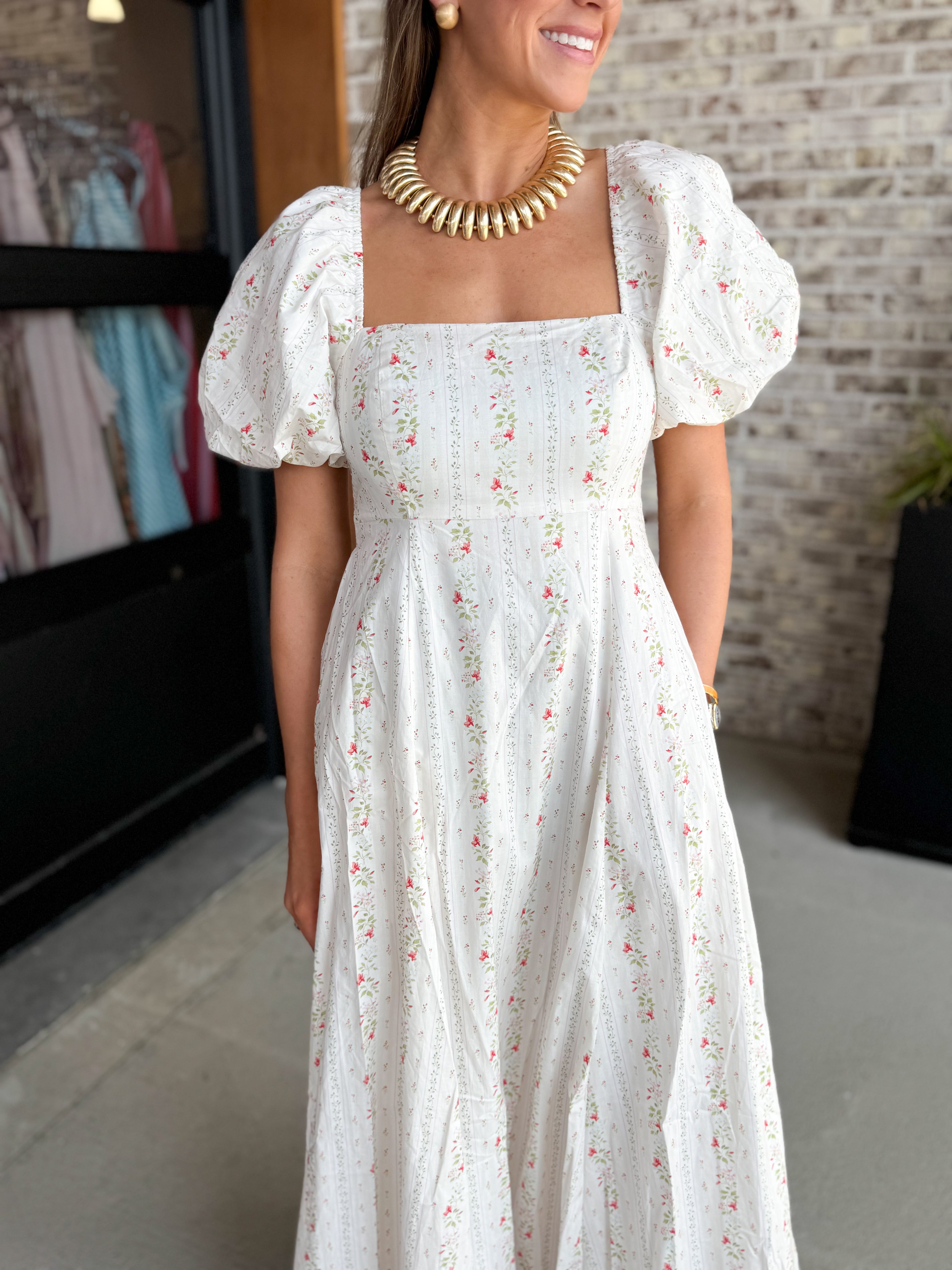 Rosalie Garden Square Midi Dress