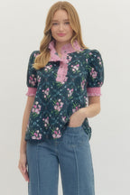 Kinsley Floral Contrast Trim Top