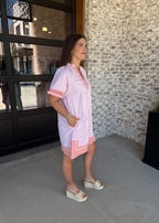 Maisie Striped Mixed V-Neck Mini Dress