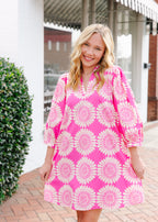 Elowen Medallion Puff Sleeve Dress