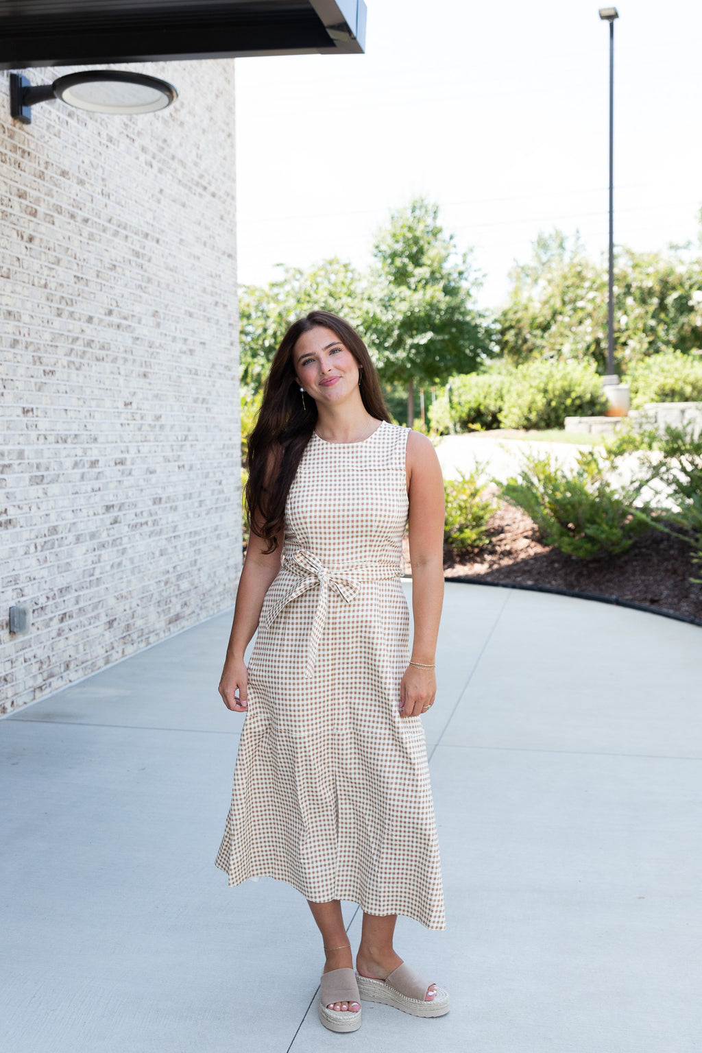 Sandy Sleeveless Gingham Midi Dress