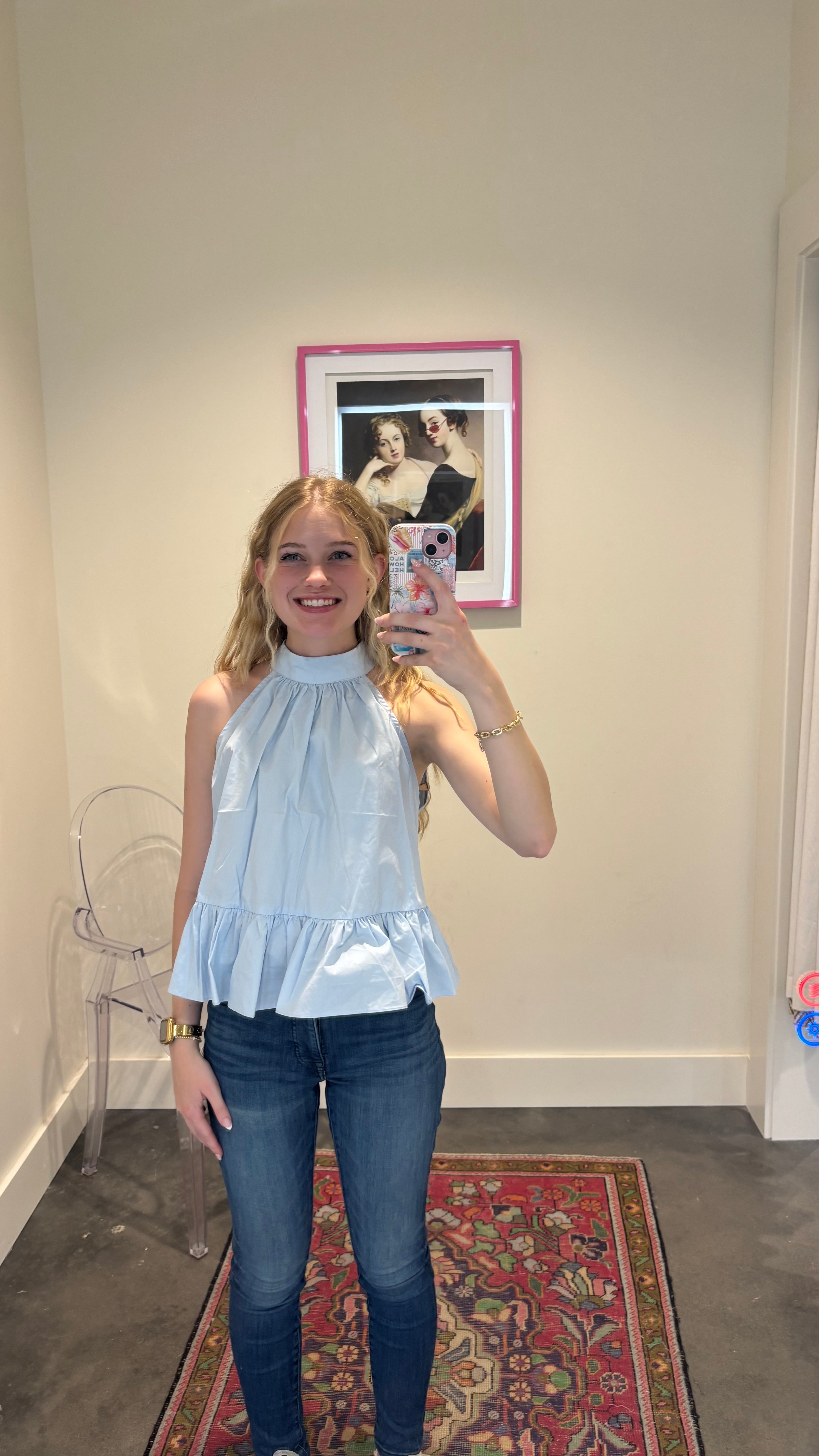 Natalie High Neck Ruffle Hem Top