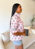 Printed Smocked Sleeve Top