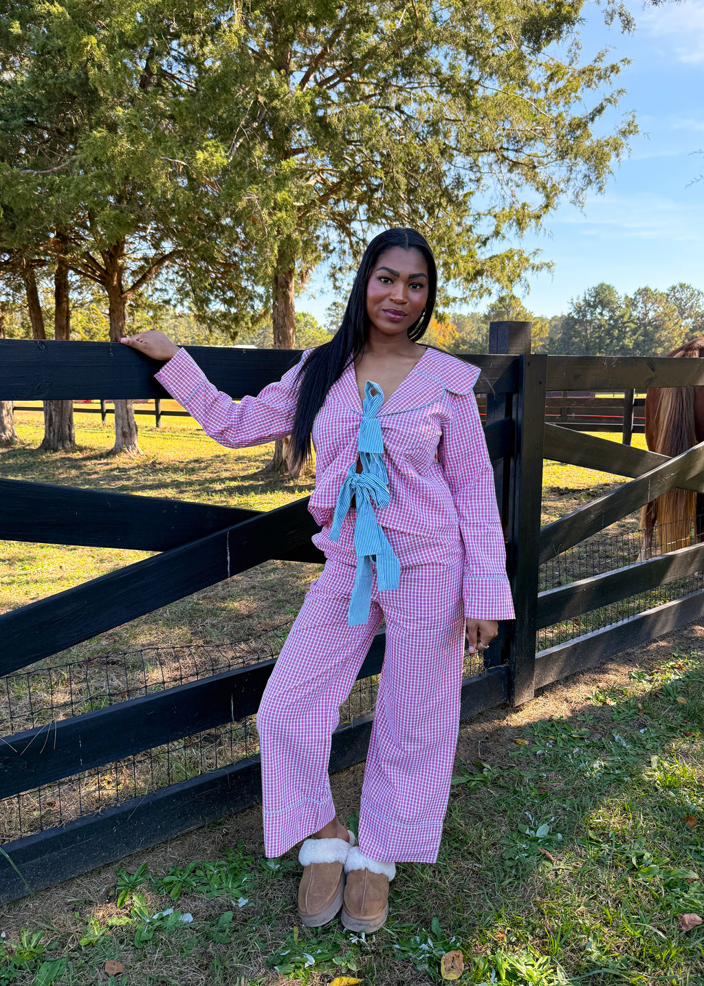 Gingham Bow Pajama Set