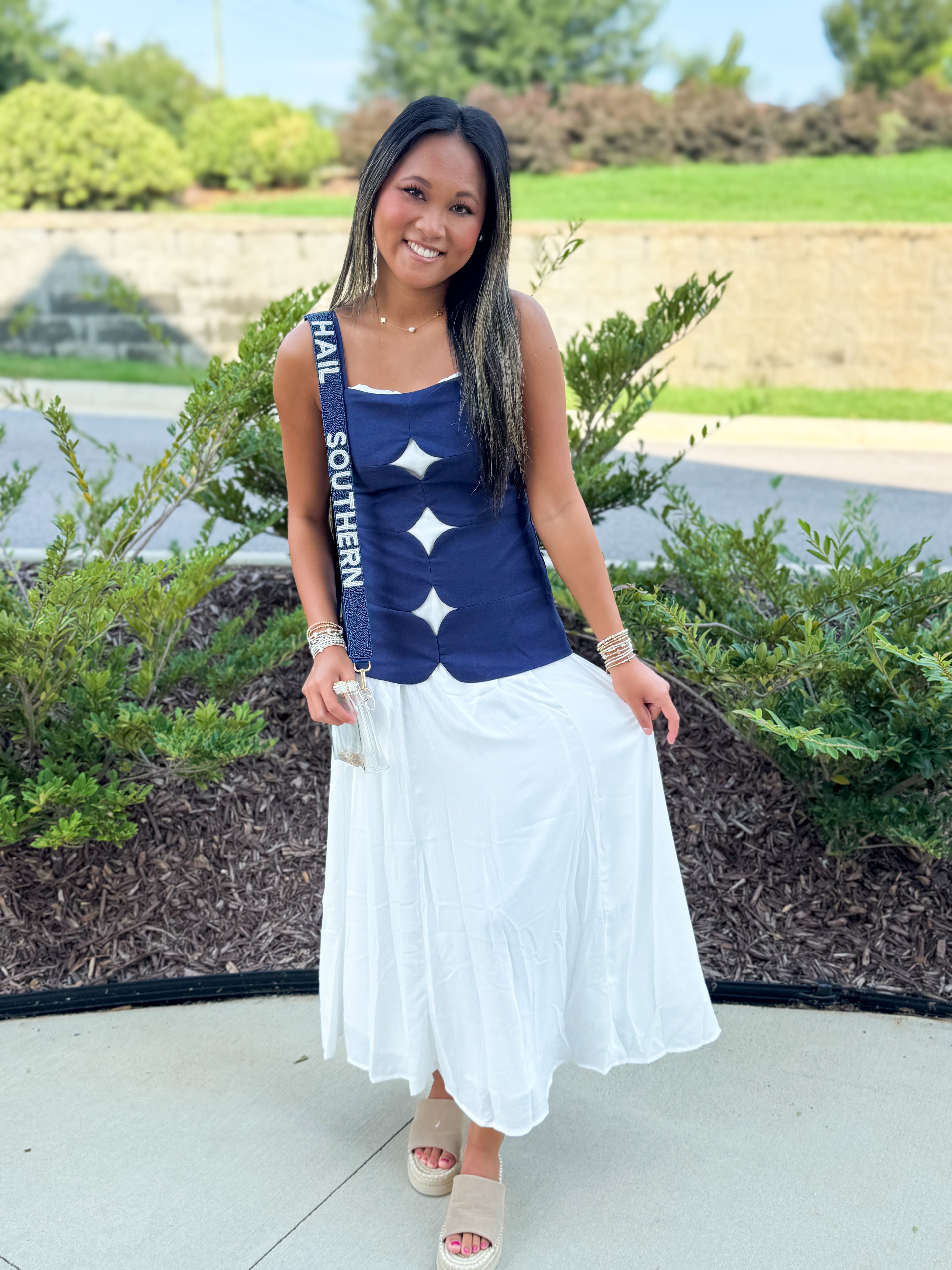 Sophie Scallop Cutout Maxi Dress Navy