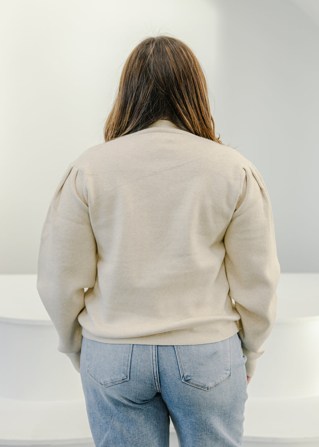 Mock Neck Puff Sleeve Sweater