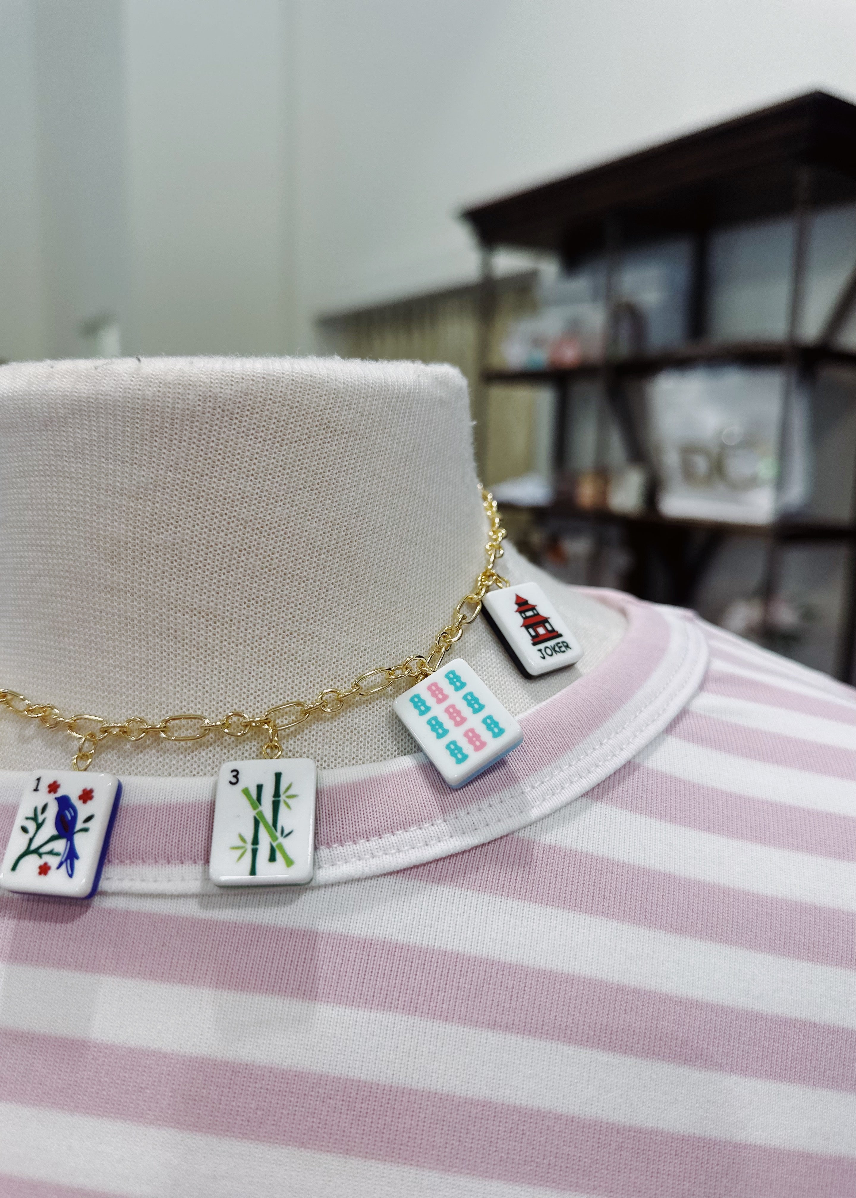 Mahjong Tile Charm Necklace