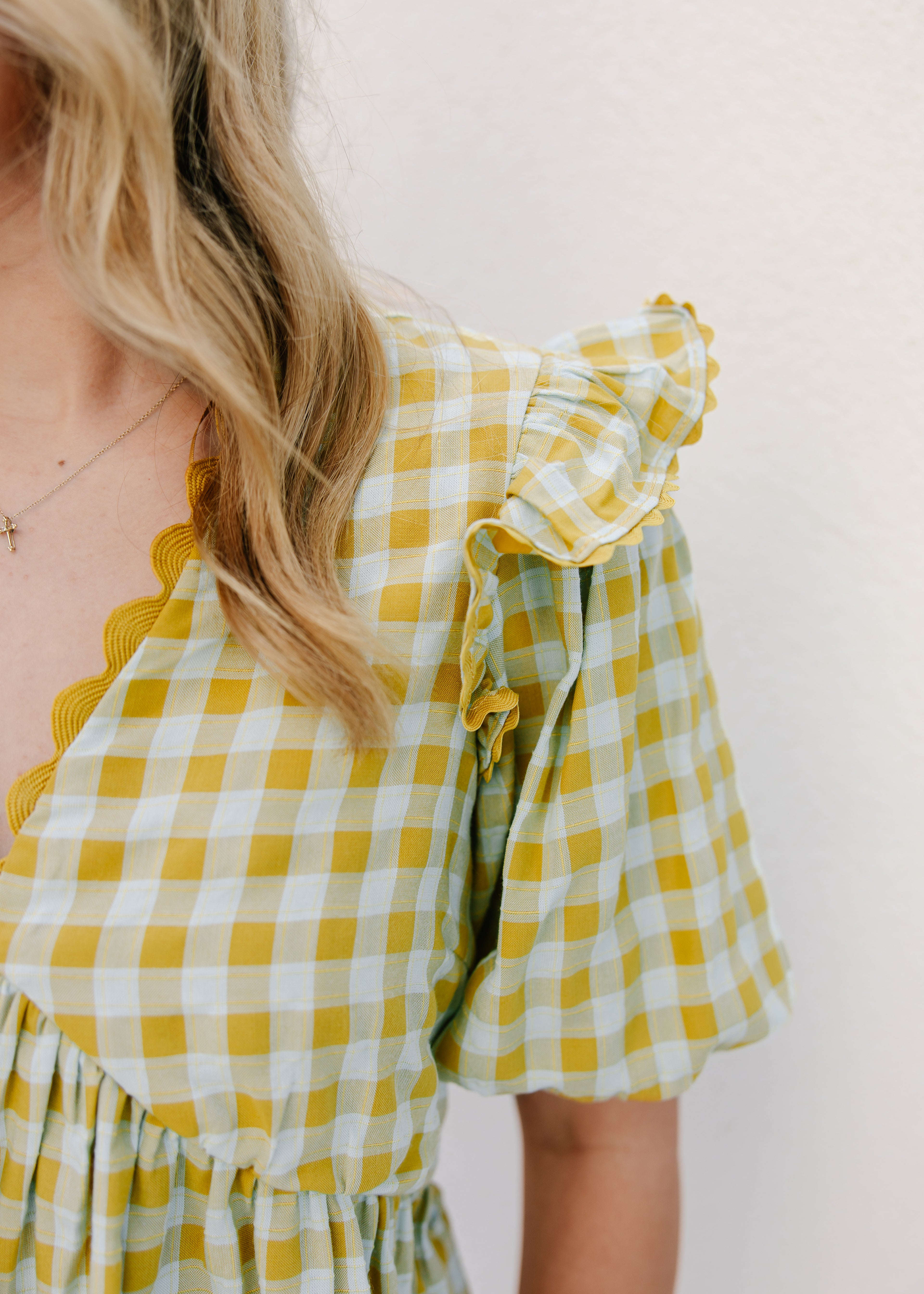 Gracie Gingham Ruffle Top