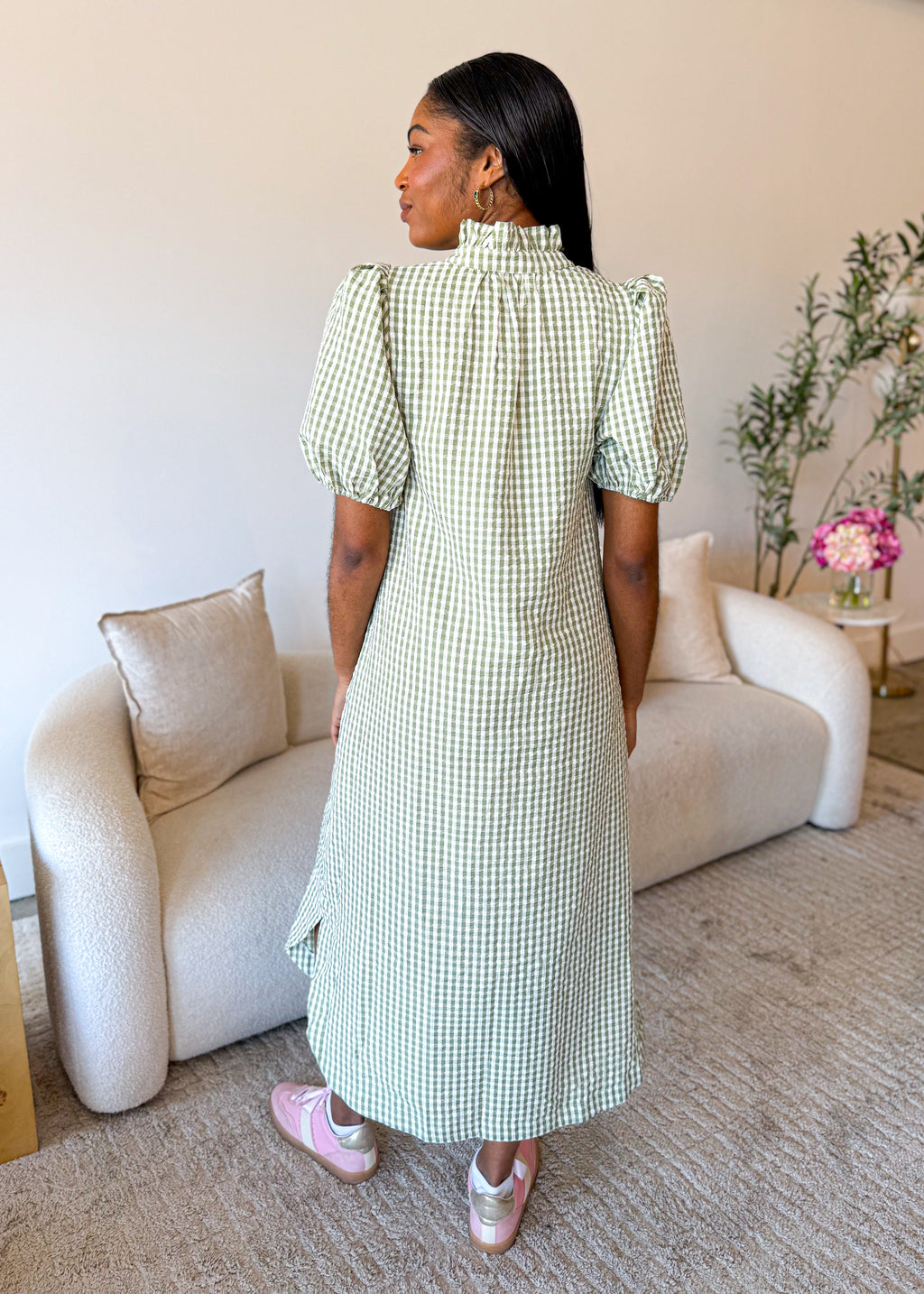 Gingham Midi Dress