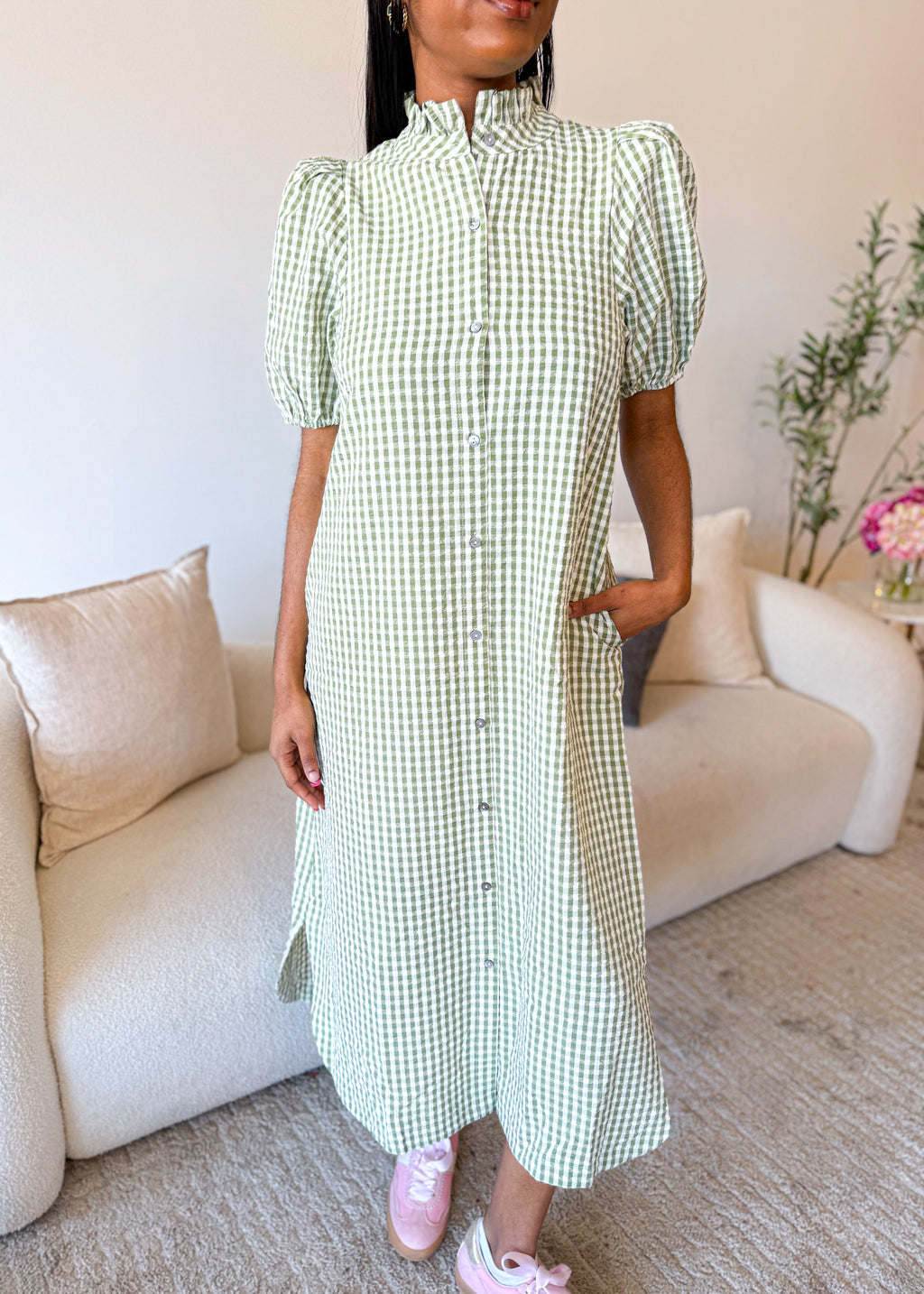 Gingham Midi Dress