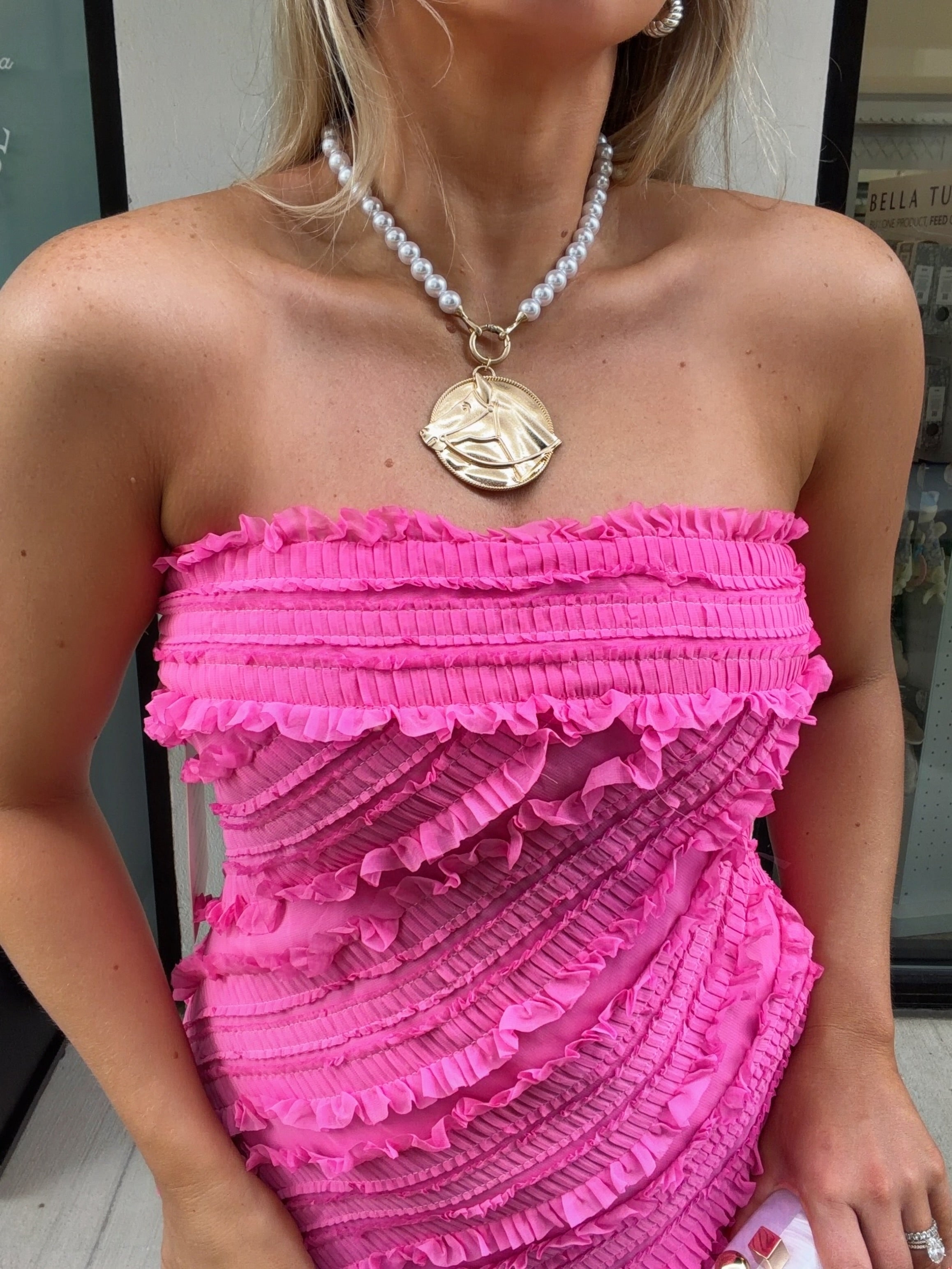 Amara Strapless Ruffled Maxi Dress