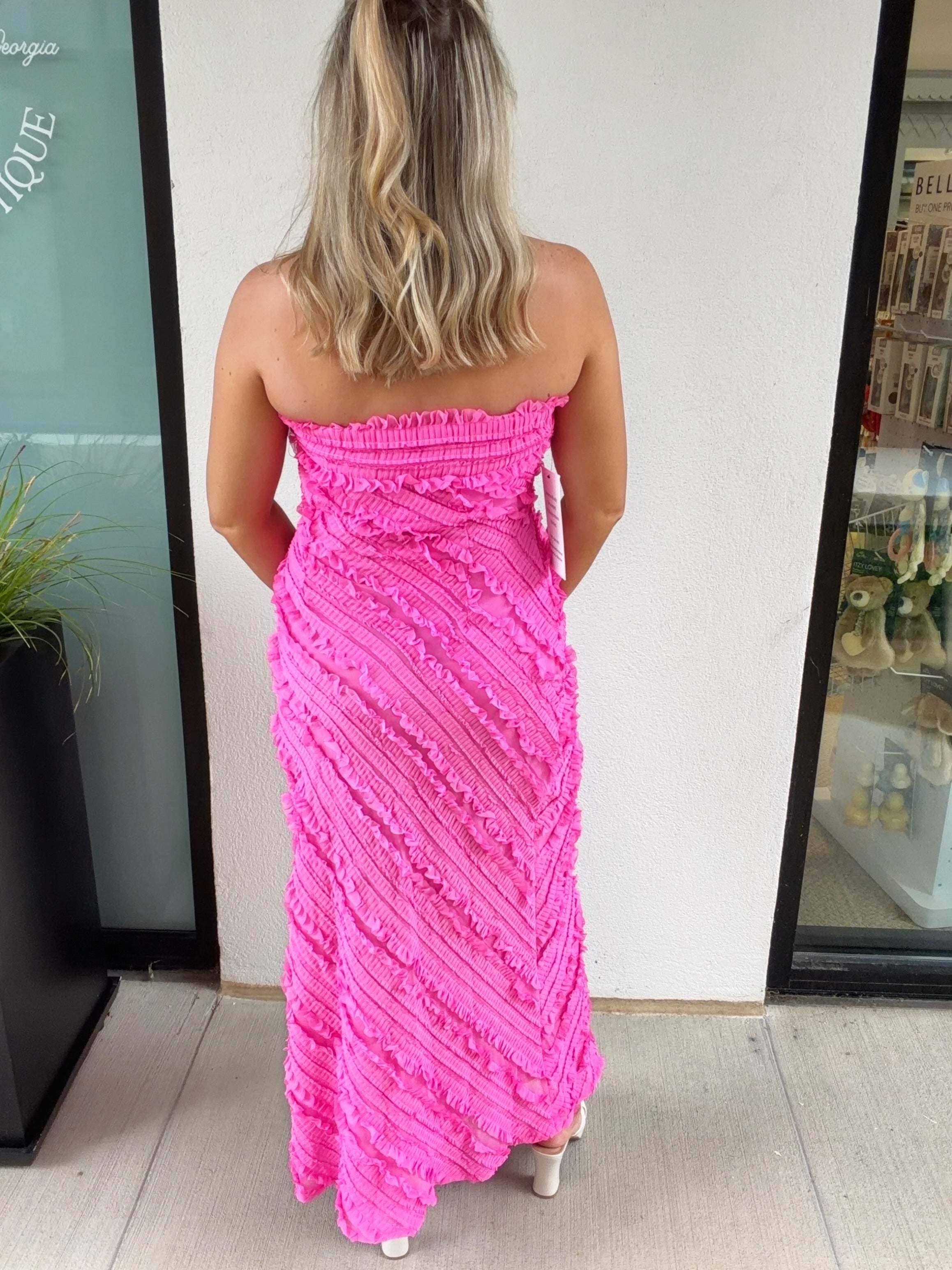 Amara Strapless Ruffled Maxi Dress