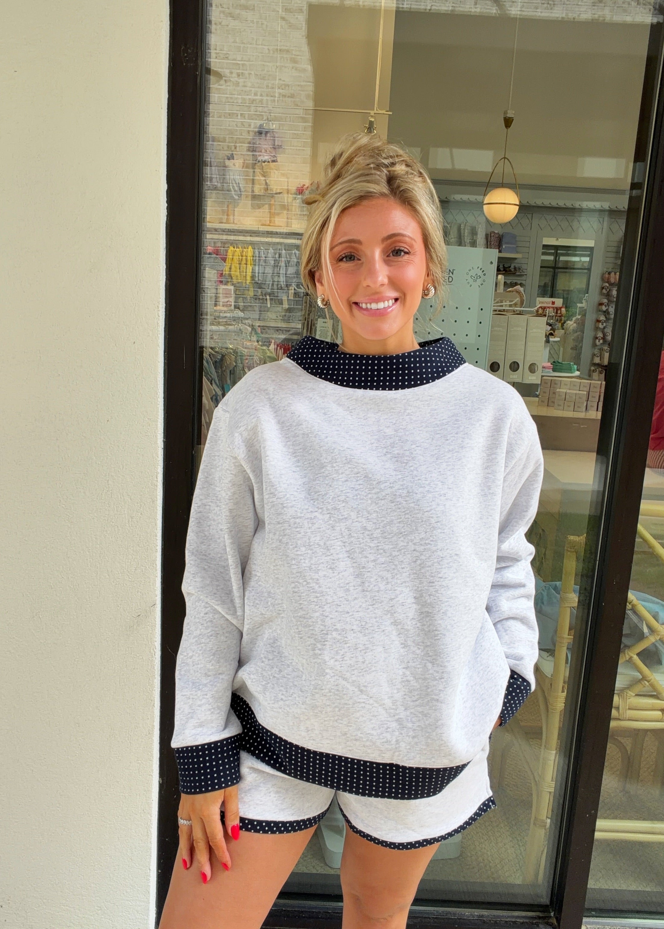 Dottie Trim Mockneck Sweatshirt