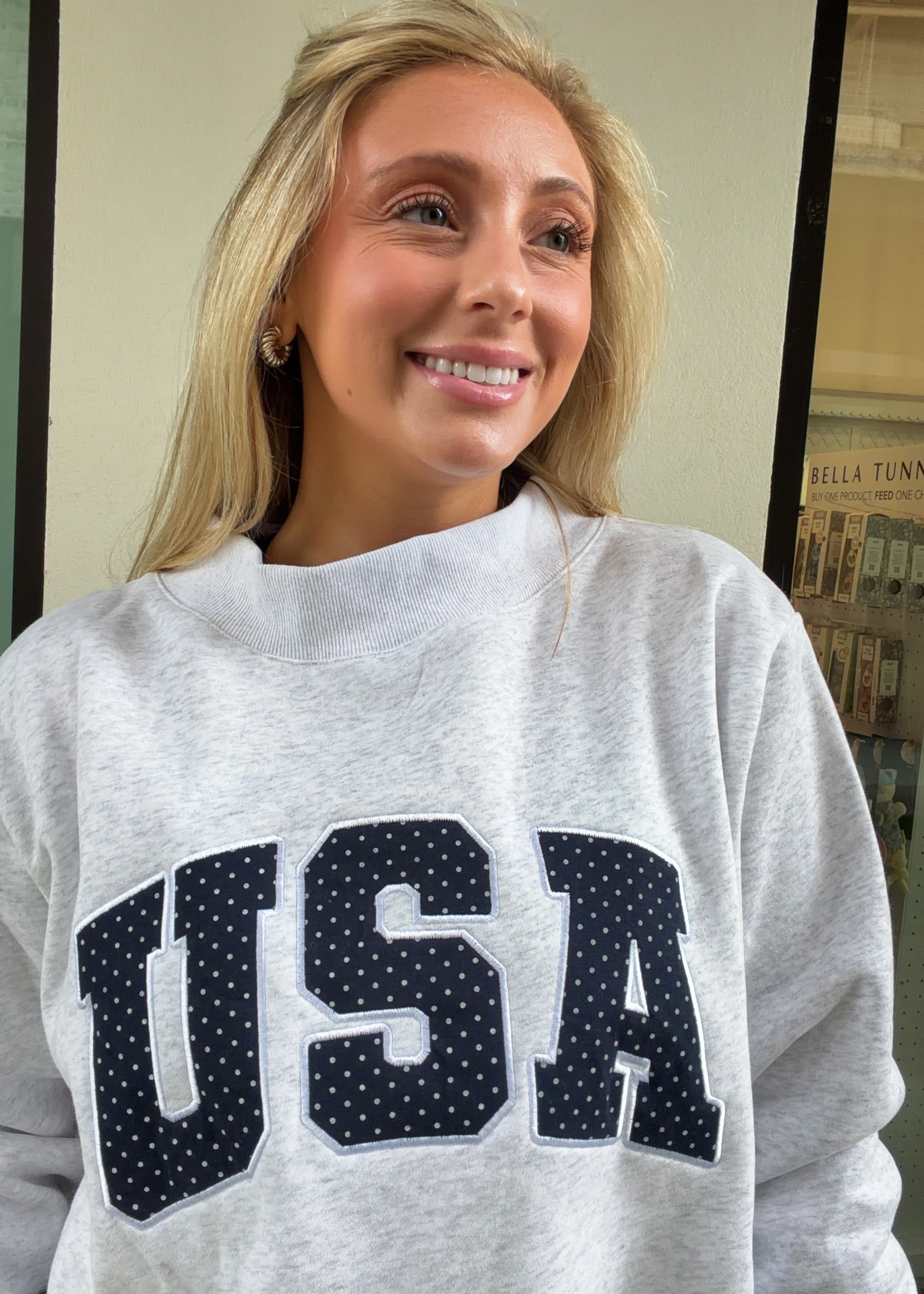 Polka Dot USA Mockneck Sweatshirt