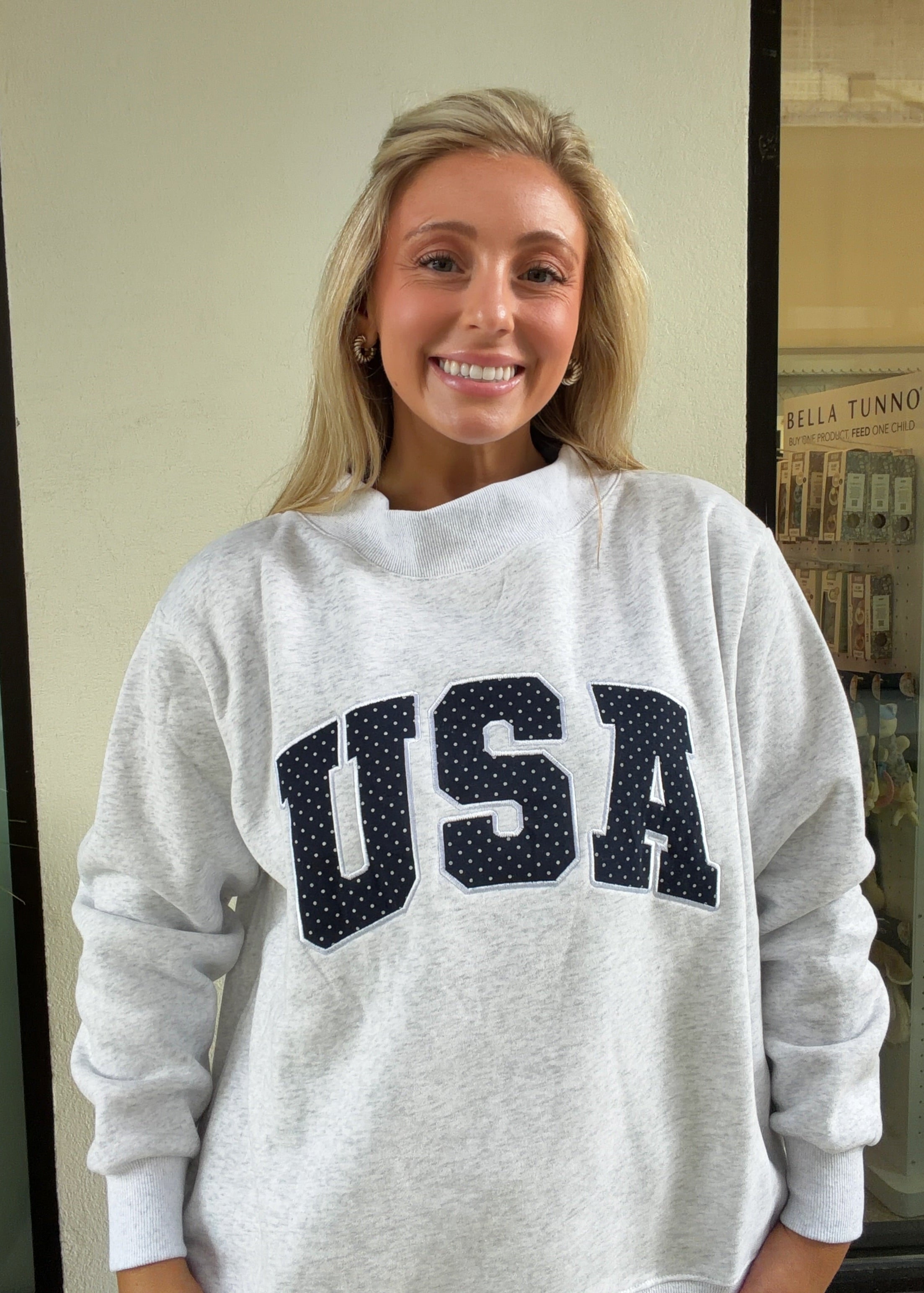 Polka Dot USA Mockneck Sweatshirt