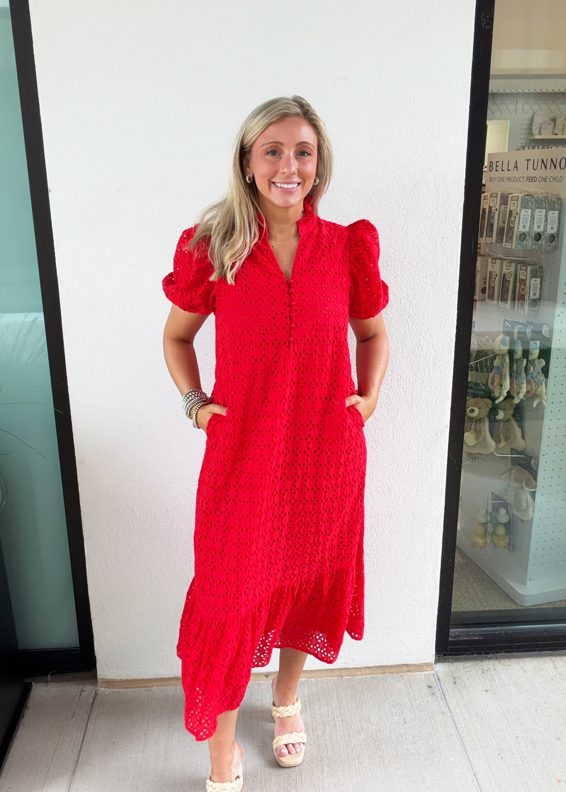 Holland Puff Sleeve Midi Dress