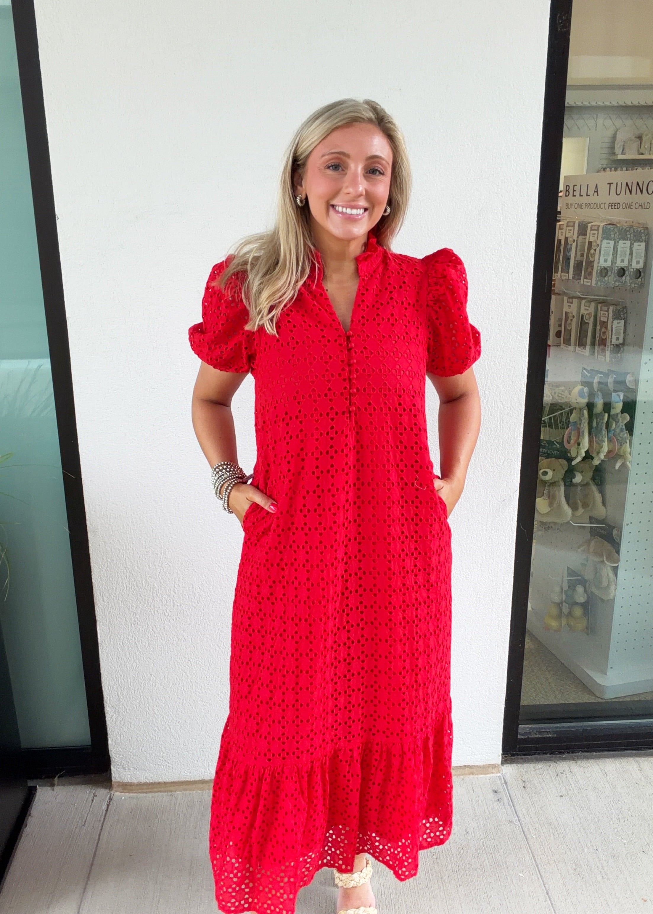 Holland Puff Sleeve Midi Dress