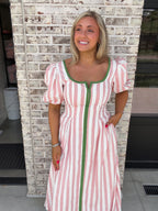Polly Striped Contrast Piping Detail Dress