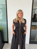Madison Zip Smocked Waist Midi Dress