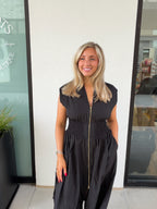 Madison Zip Smocked Waist Midi Dress