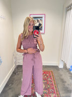 Natalie Gingham Print Drawstring Pants