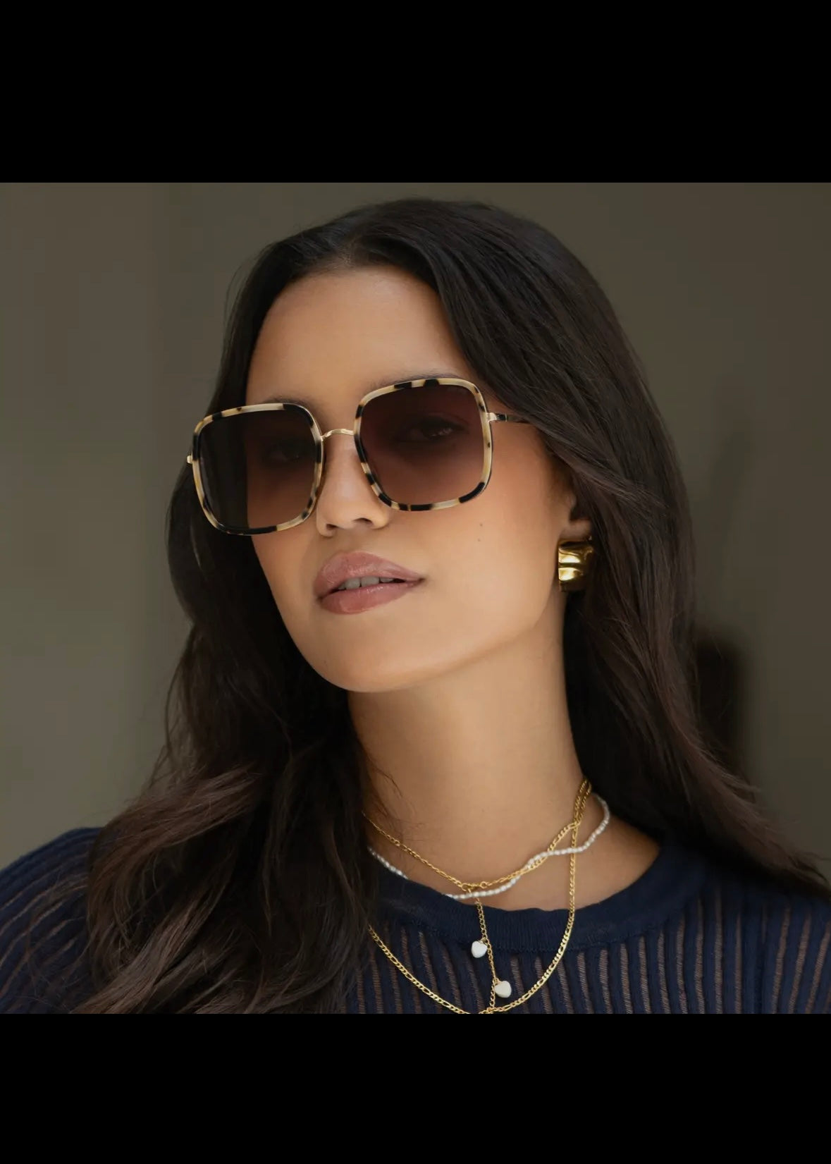 Cosmo Acetate Square Sunglasses-Milky Tortoise