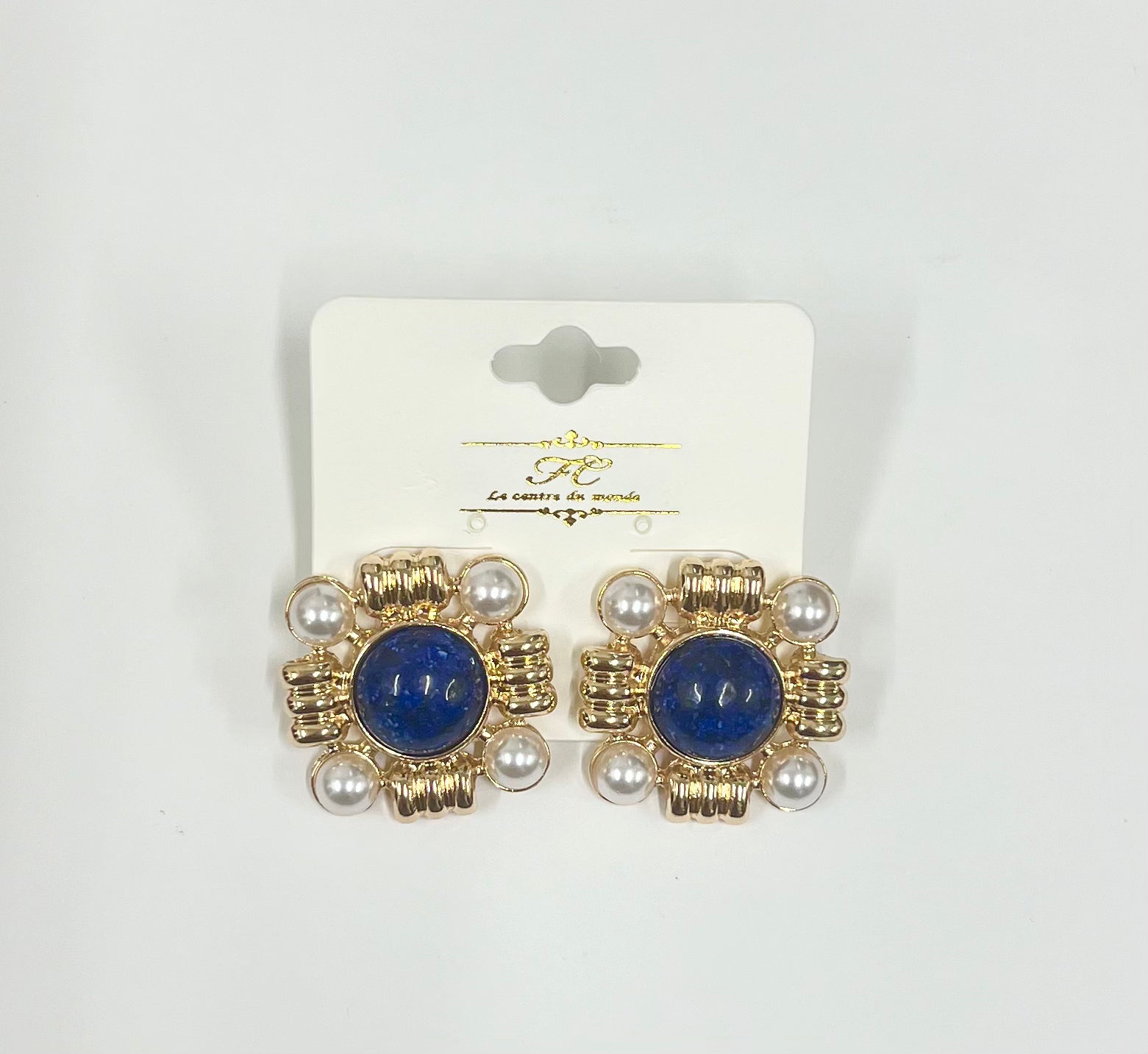 Gold Gem Statement Earrings