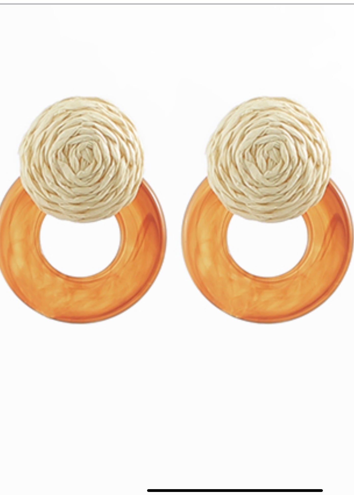 Raffia Double Circle Earring