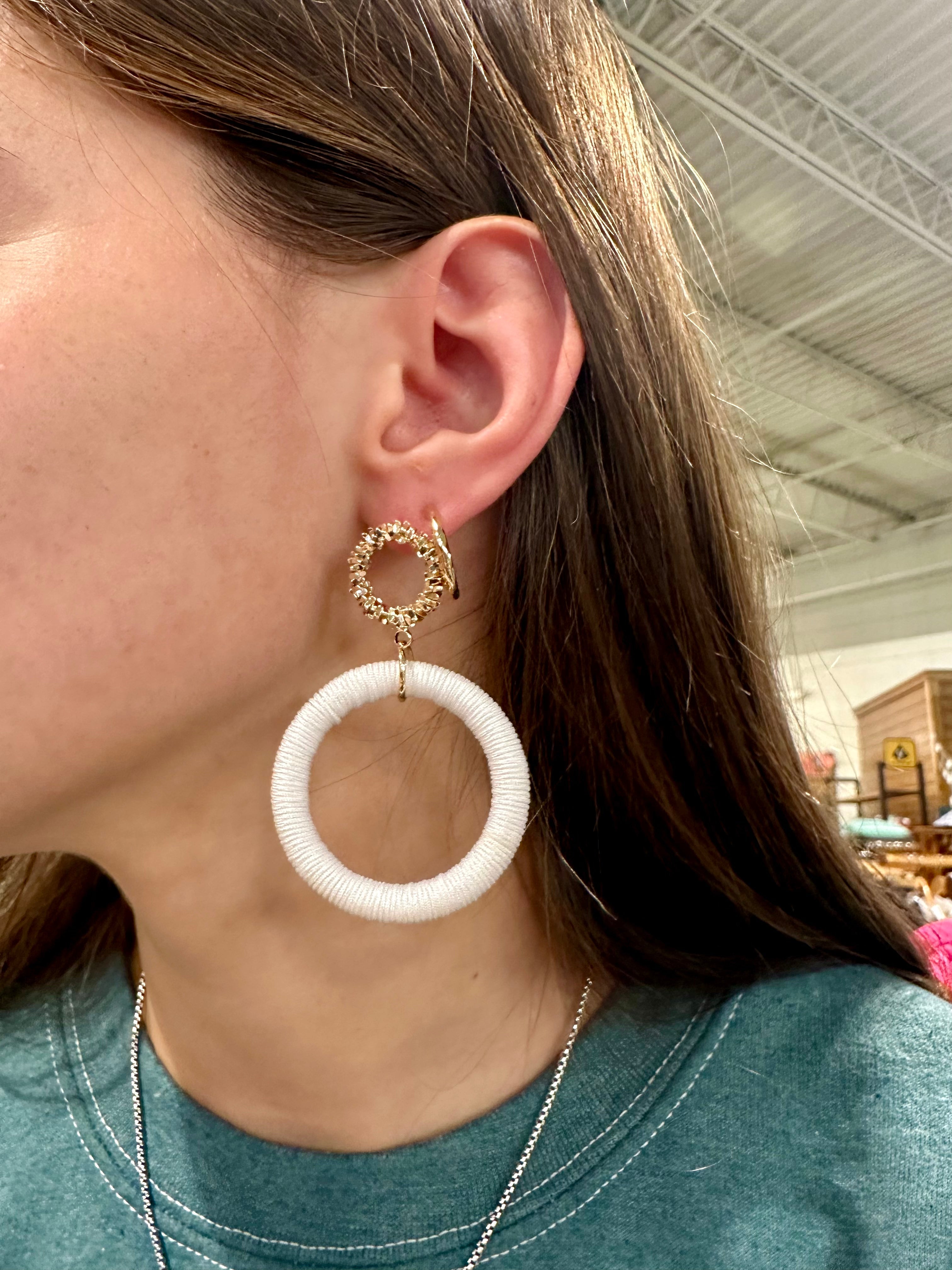 Texture & Wrapped Circle 2 Drop Earrings