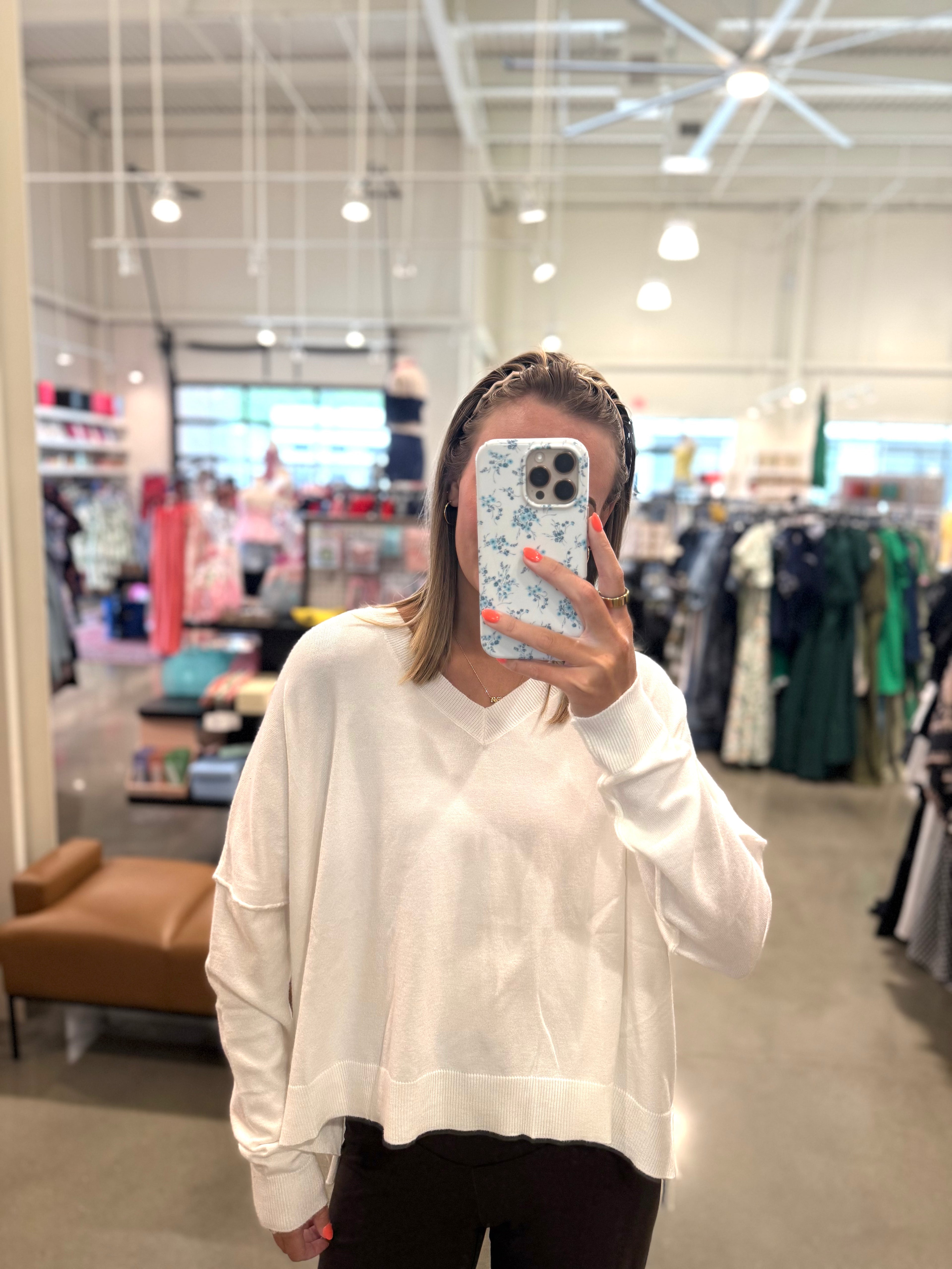 Oversized V-Neck Knit Sweater