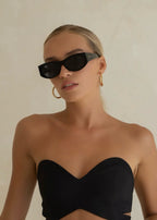 Layla Acetate Oval Sunglasses- Black
