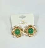 Gold Gem Statement Earrings