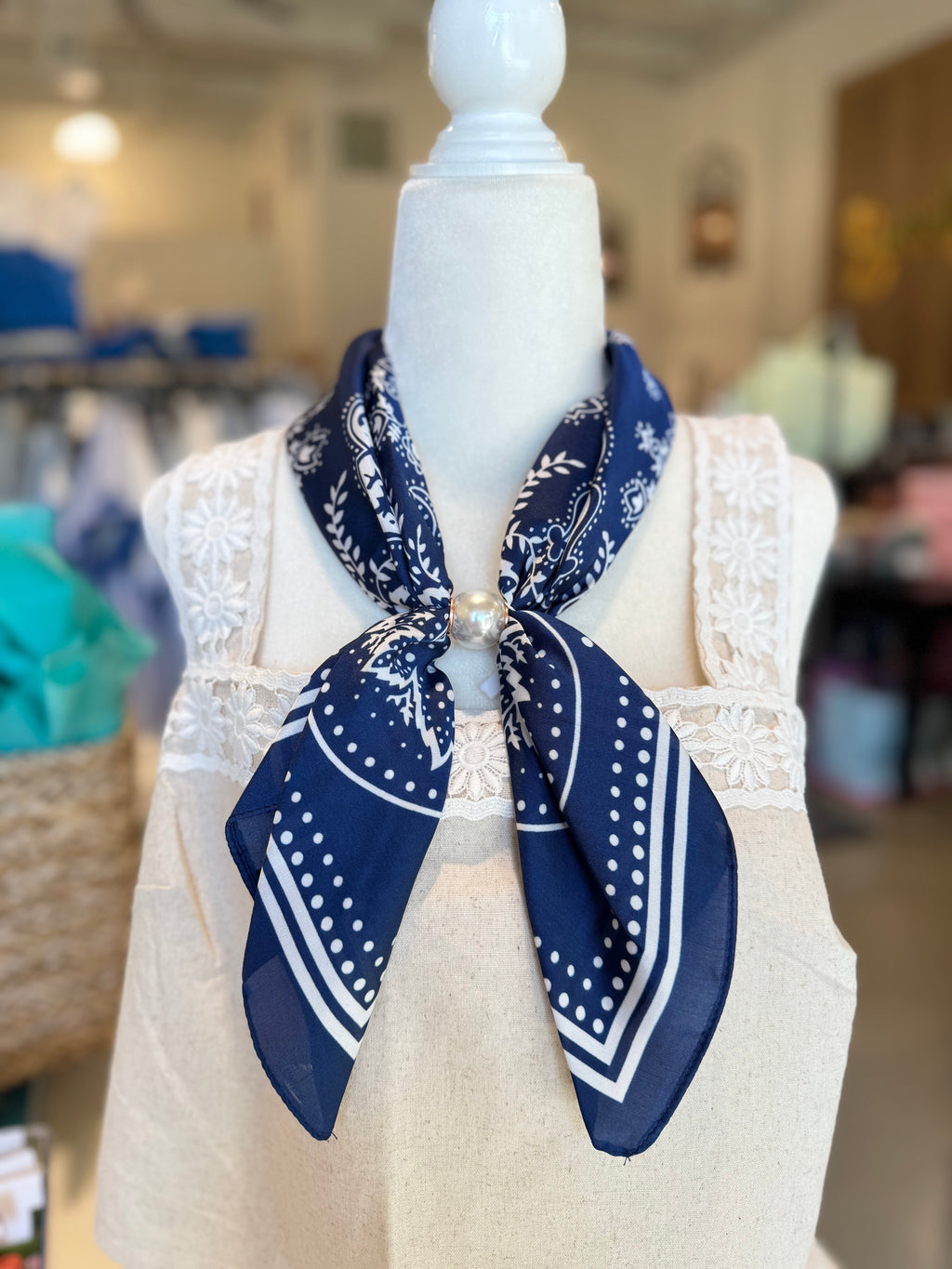 Accented Pearl Paisley Scarf Necklace