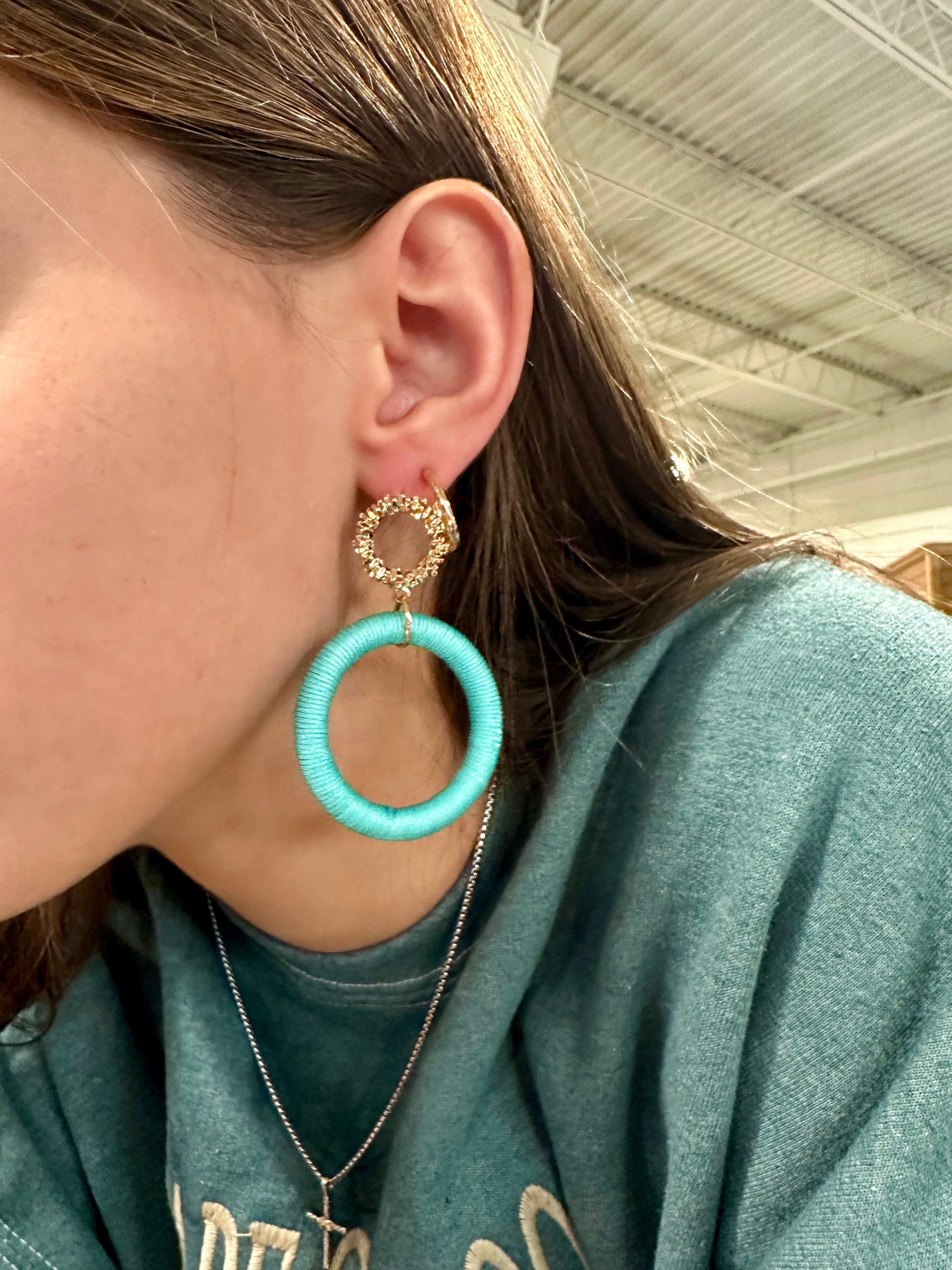 Texture & Wrapped Circle 2 Drop Earrings