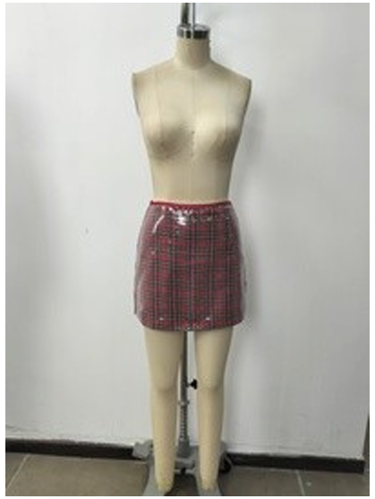 Genevieve Glossy Plaid Mini Skirt