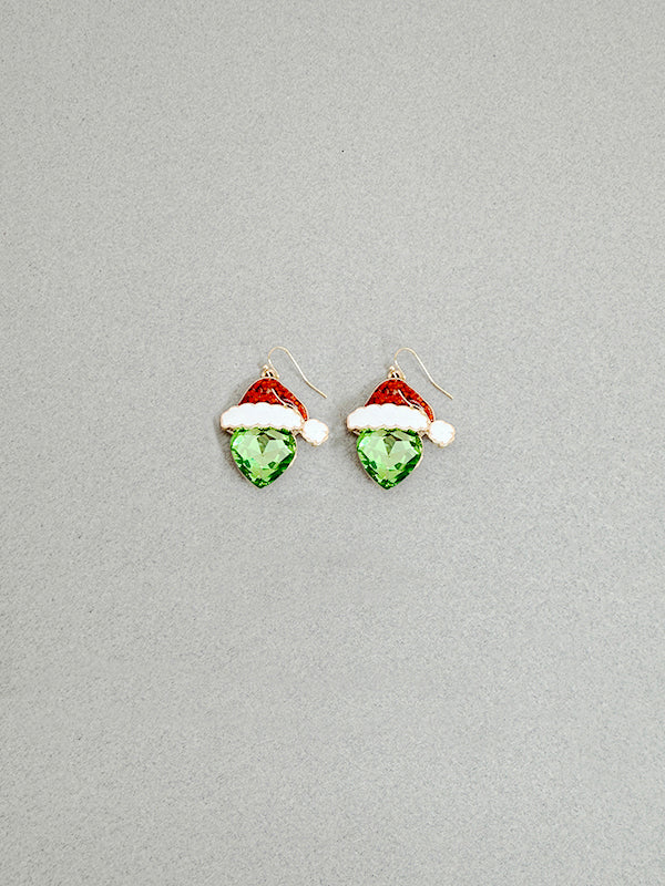 Santa Hat Gem Drop Earrings