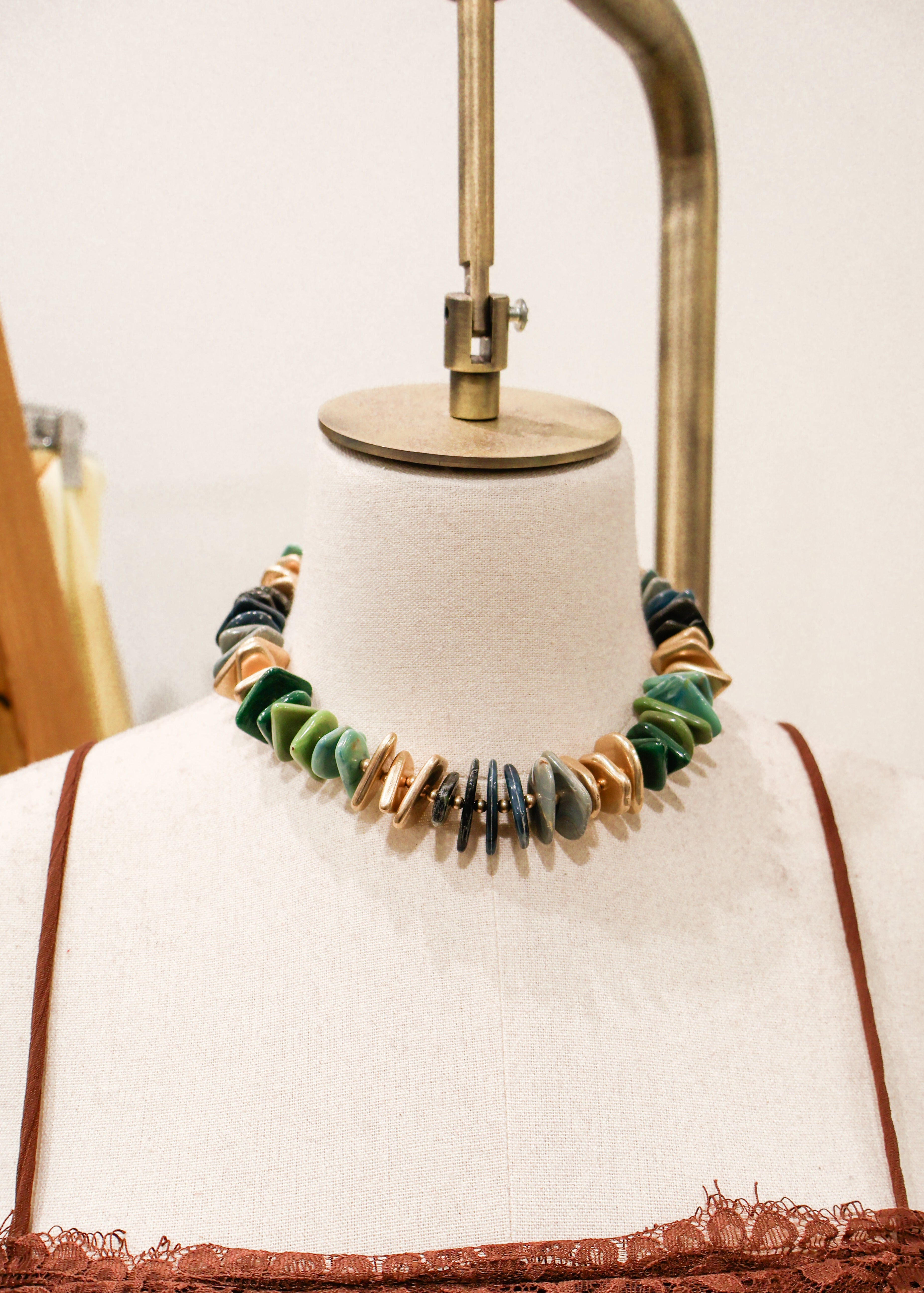 Chunky Flat Bead Mix Necklace
