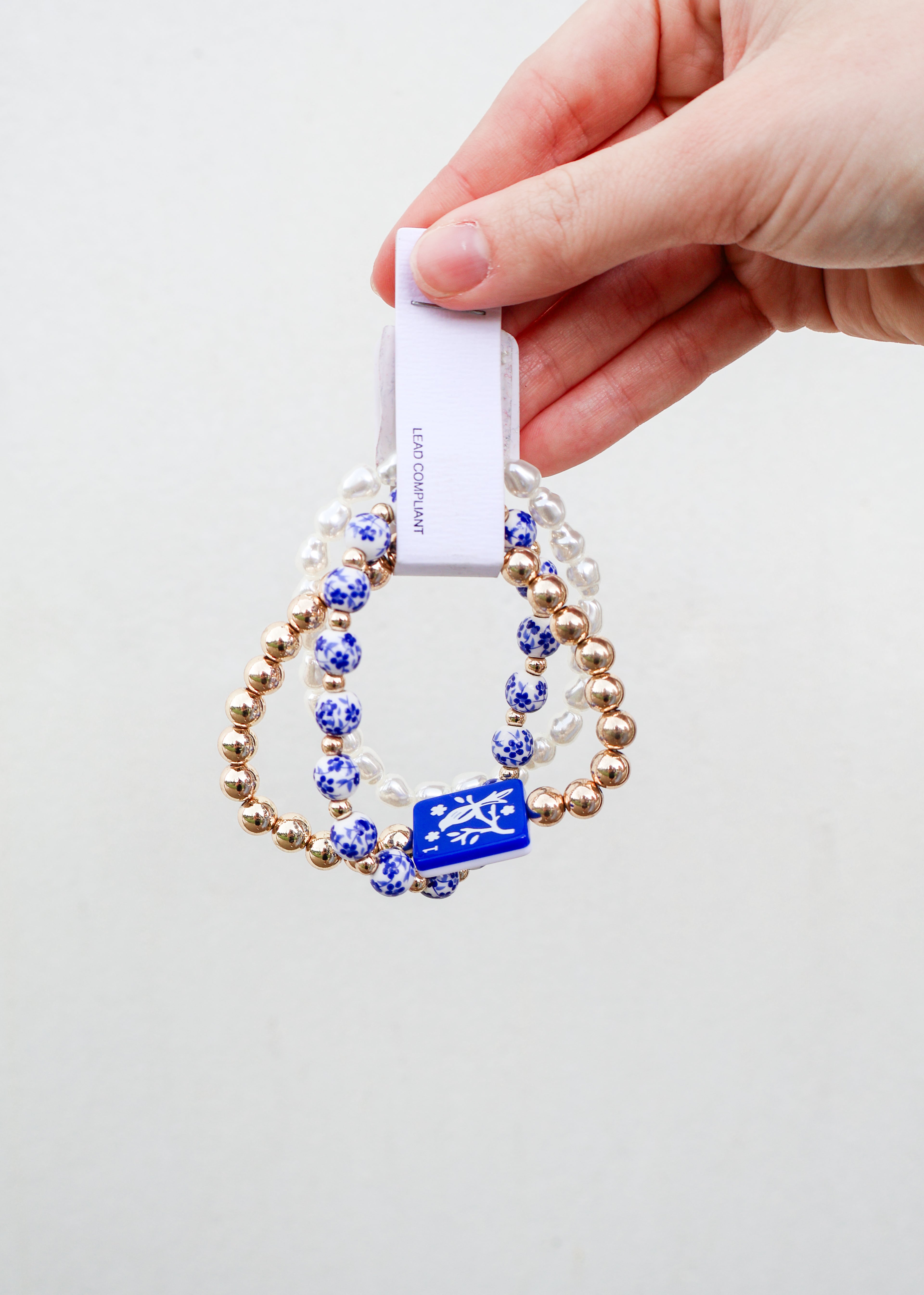 3 Row Pearl w/Mahjong Bracelet