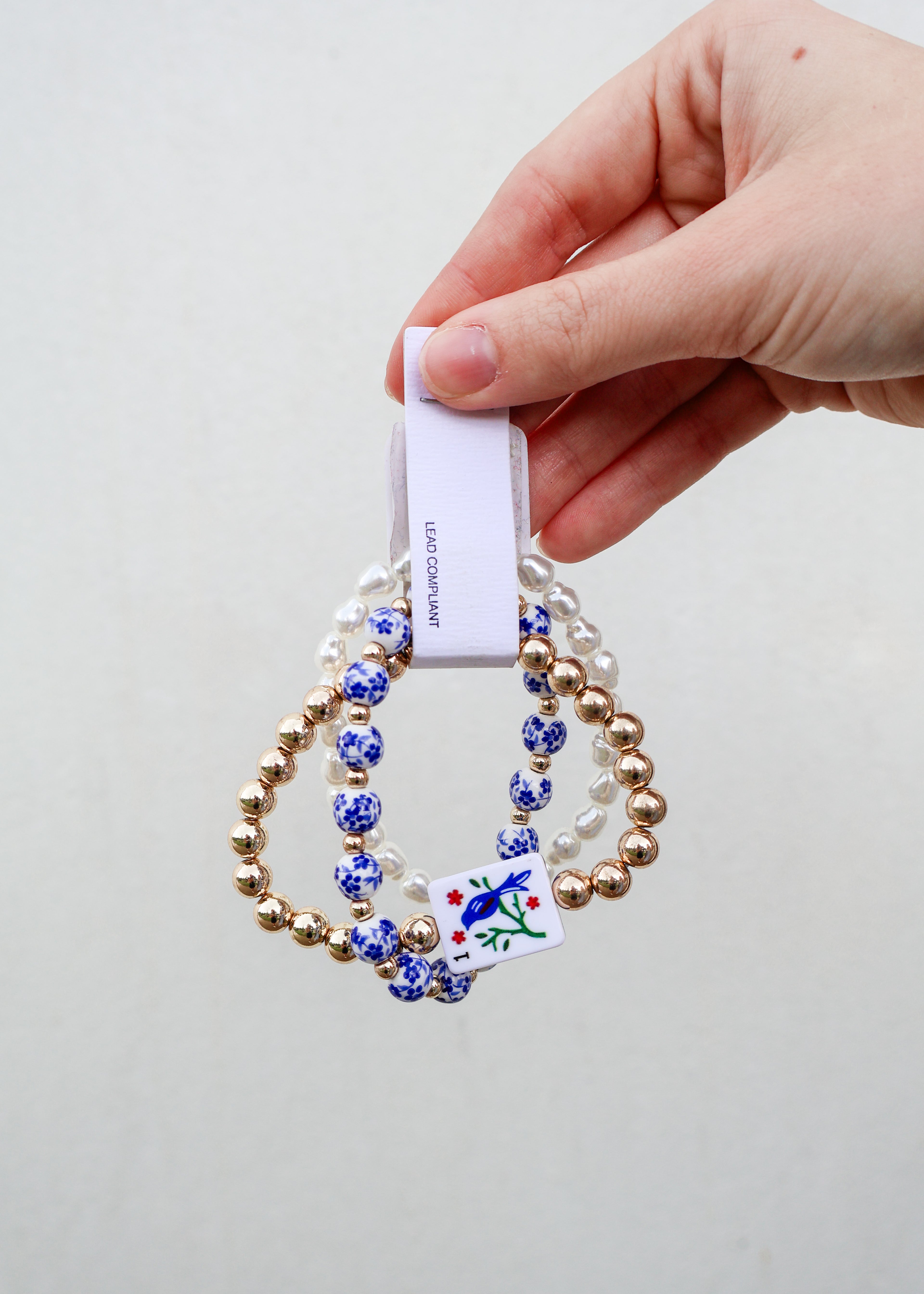 3 Row Pearl w/Mahjong Bracelet
